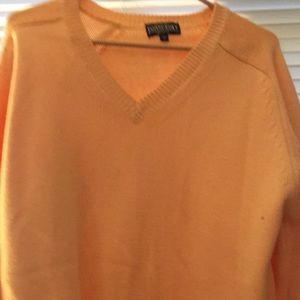 Lands' End Peach Vtg USA Made V-Neck Cotton Drifter Sweater